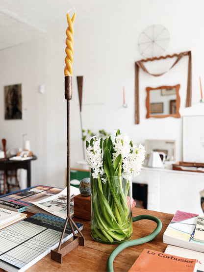 Tall Copper and Iron Candlestick