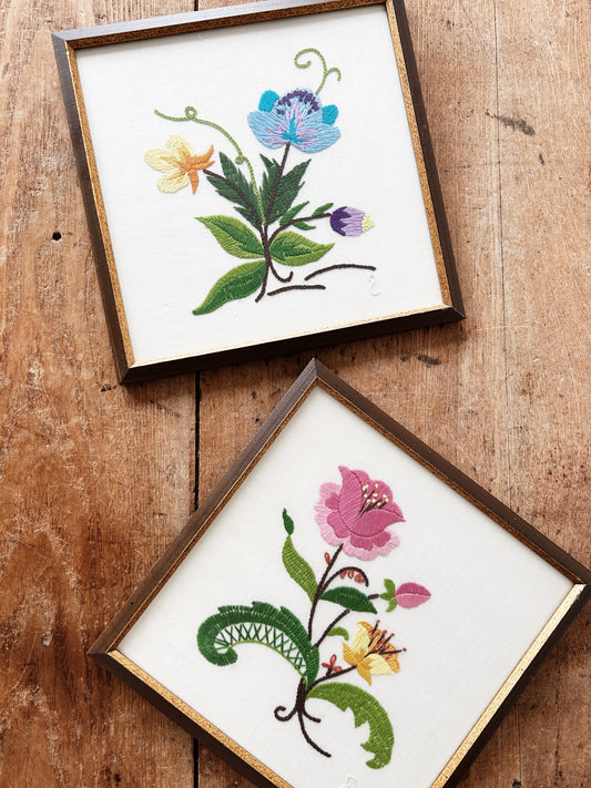 Vintage Framed Embroidery Art