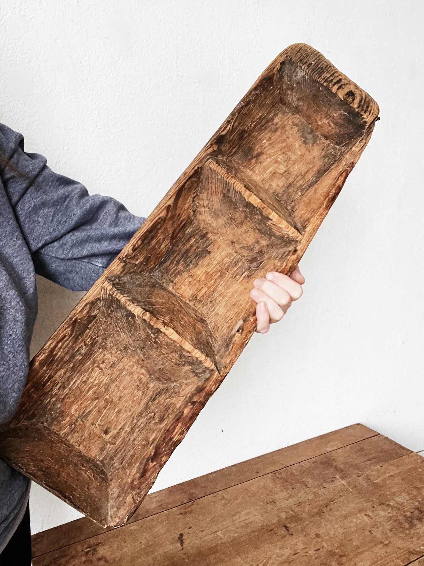Hand Hewn Wood Divided Tray