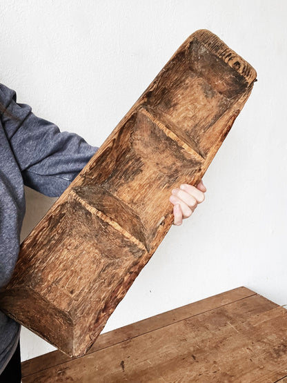Hand Hewn Wood Divided Tray