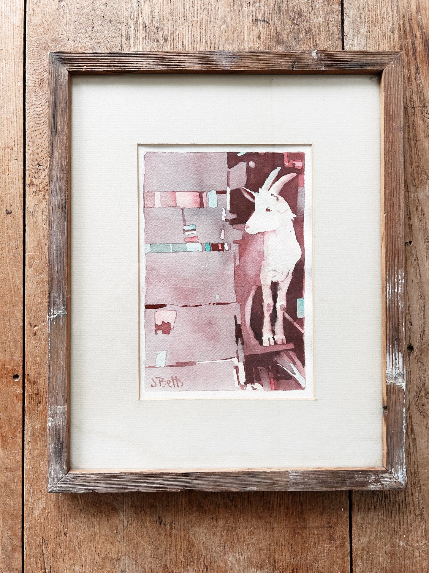 Vintage Signed Judi Betts Goat Painting