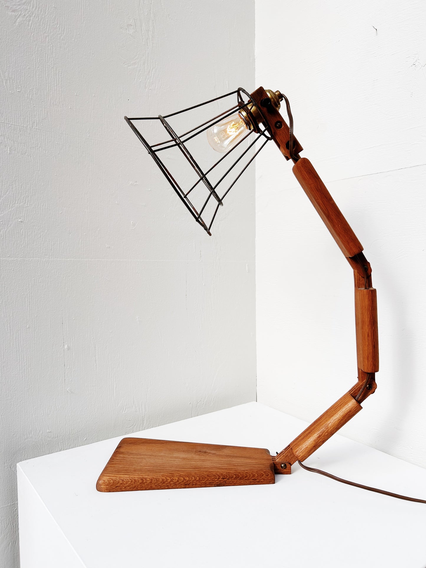 Handmade Articulating Wood Lamp