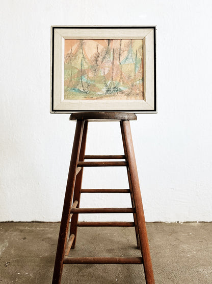 Vintage Abstract Encaustic Painting