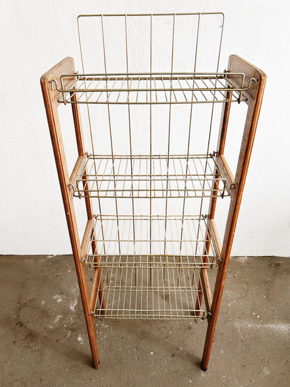 Folding Wood and Brass Shelf