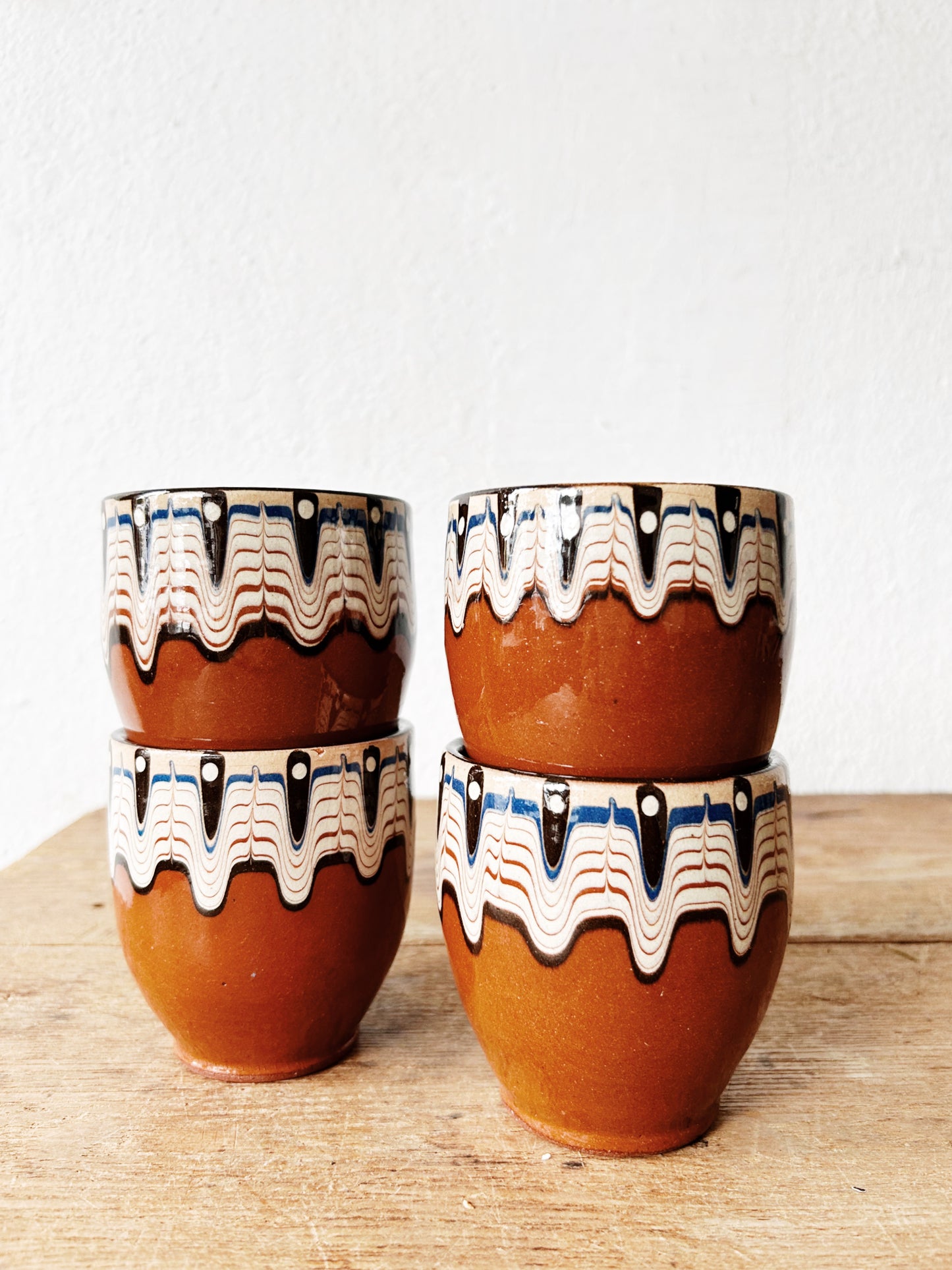 Set of Four Belgian Pottery Cups