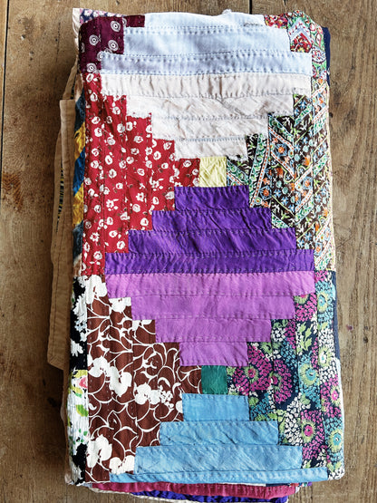 Vintage Silk Patchwork Quilt