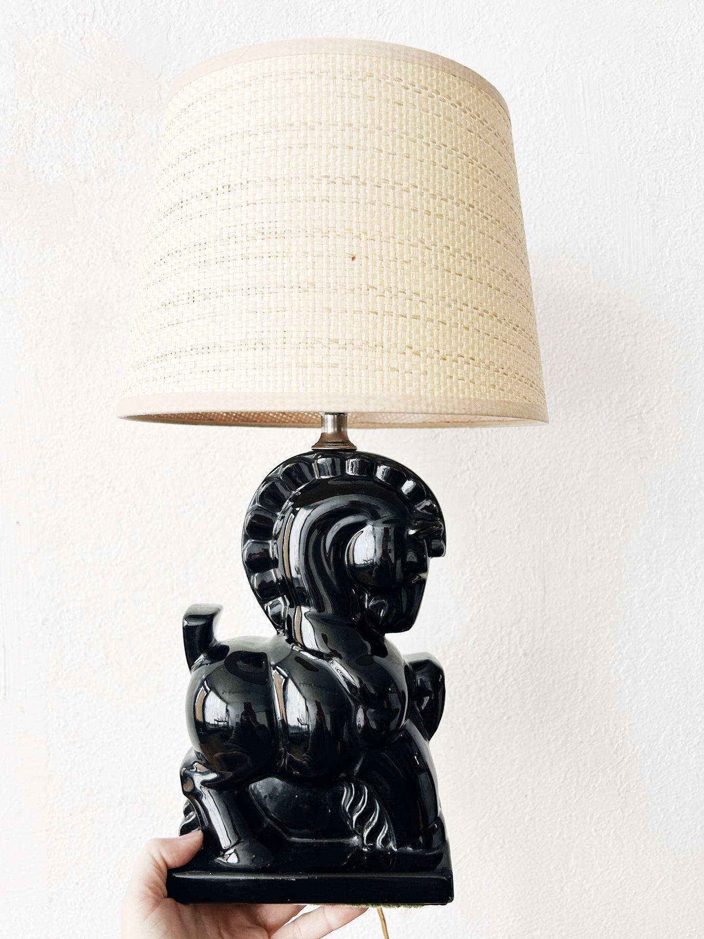 Mid Century Ceramic Trojan Horse Lamp