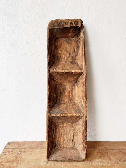 Hand Hewn Wood Divided Tray