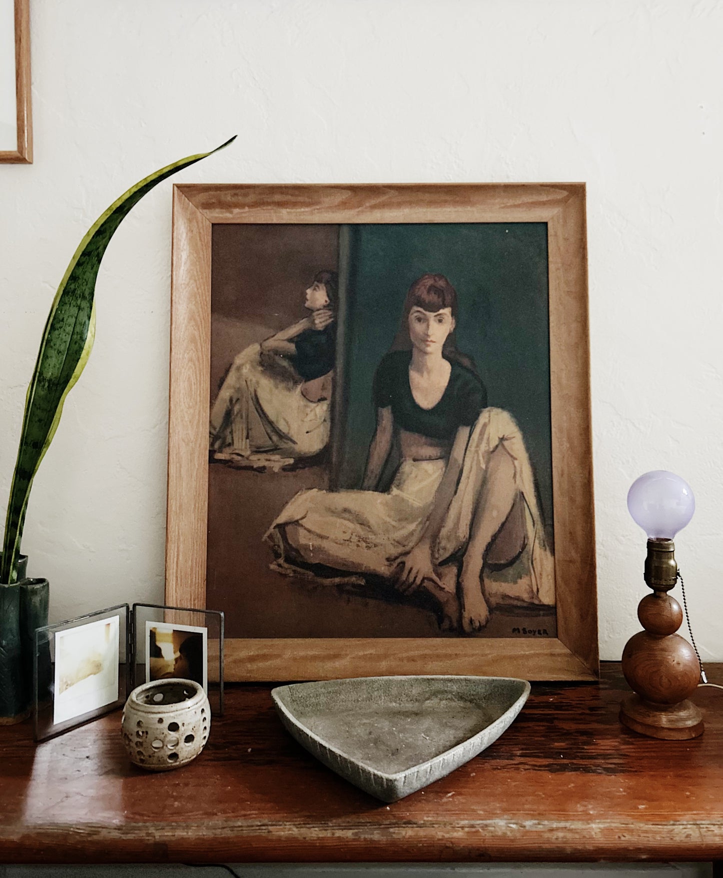 Antique Art Deco Wood Lamp