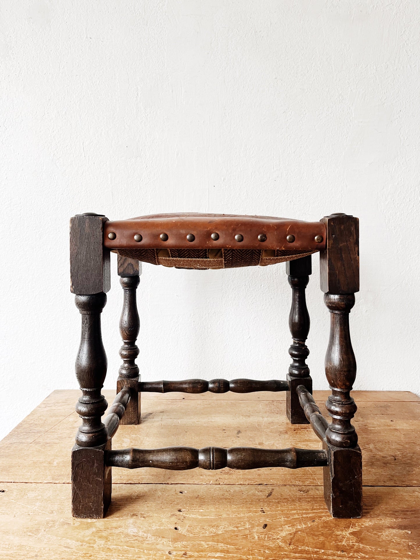 Antique Leather Stool