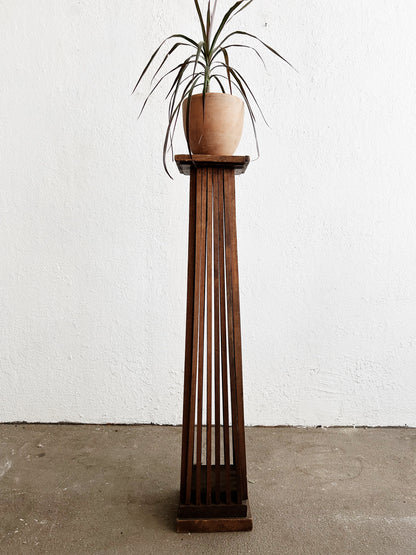 Antique Wood Slatted Pedestal
