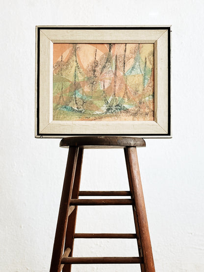Vintage Abstract Encaustic Painting