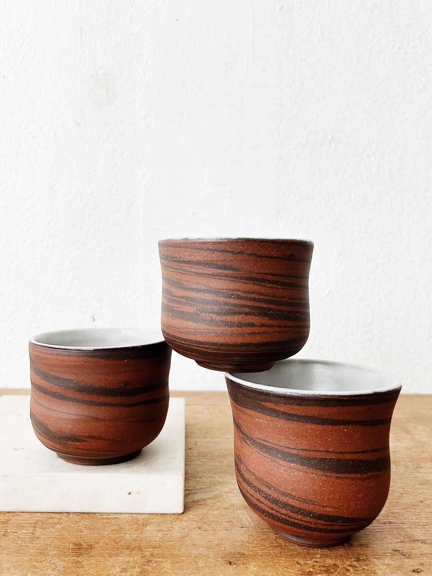 Trio of Handmade Stoneware Cups