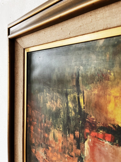 Large Vintage Framed Abstract Lithograph