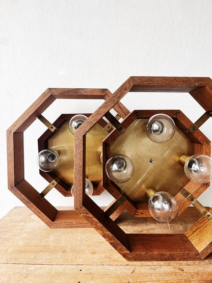 Vintage Oak Ceiling Fixture