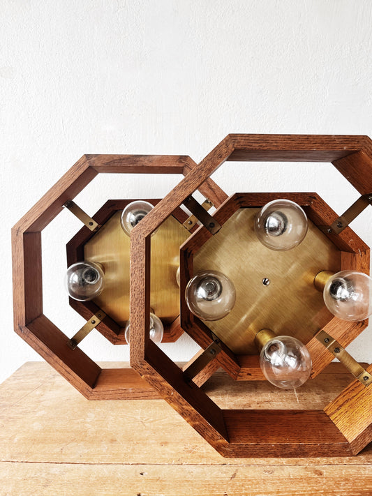 Vintage Oak Ceiling Fixture