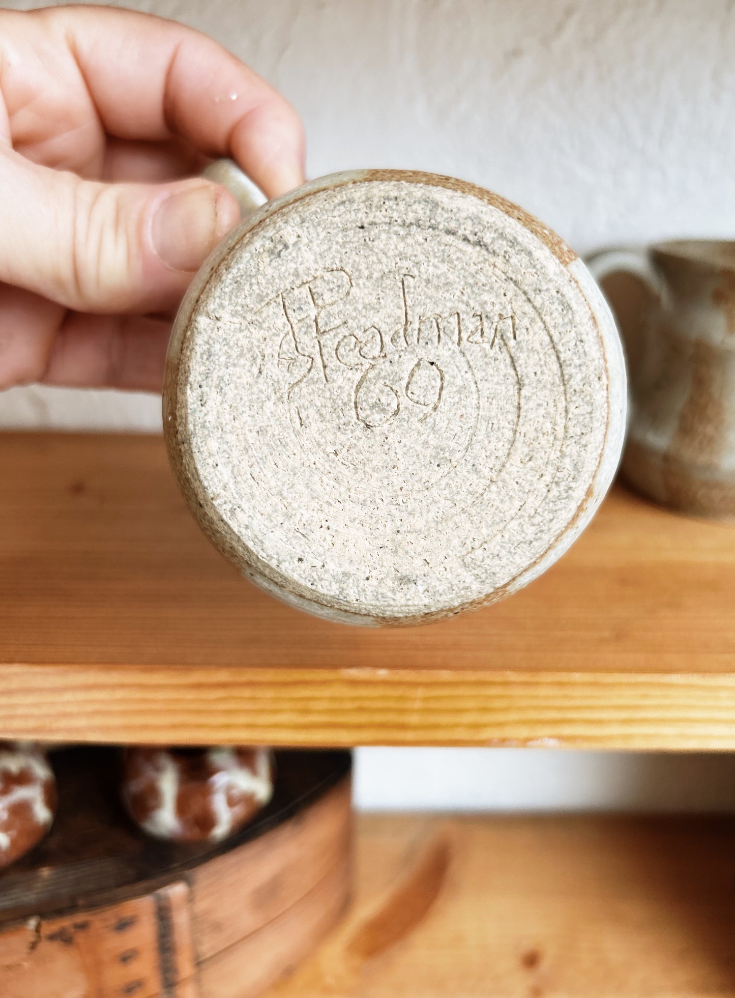 Pair Vintage Stoneware Espresso Cups