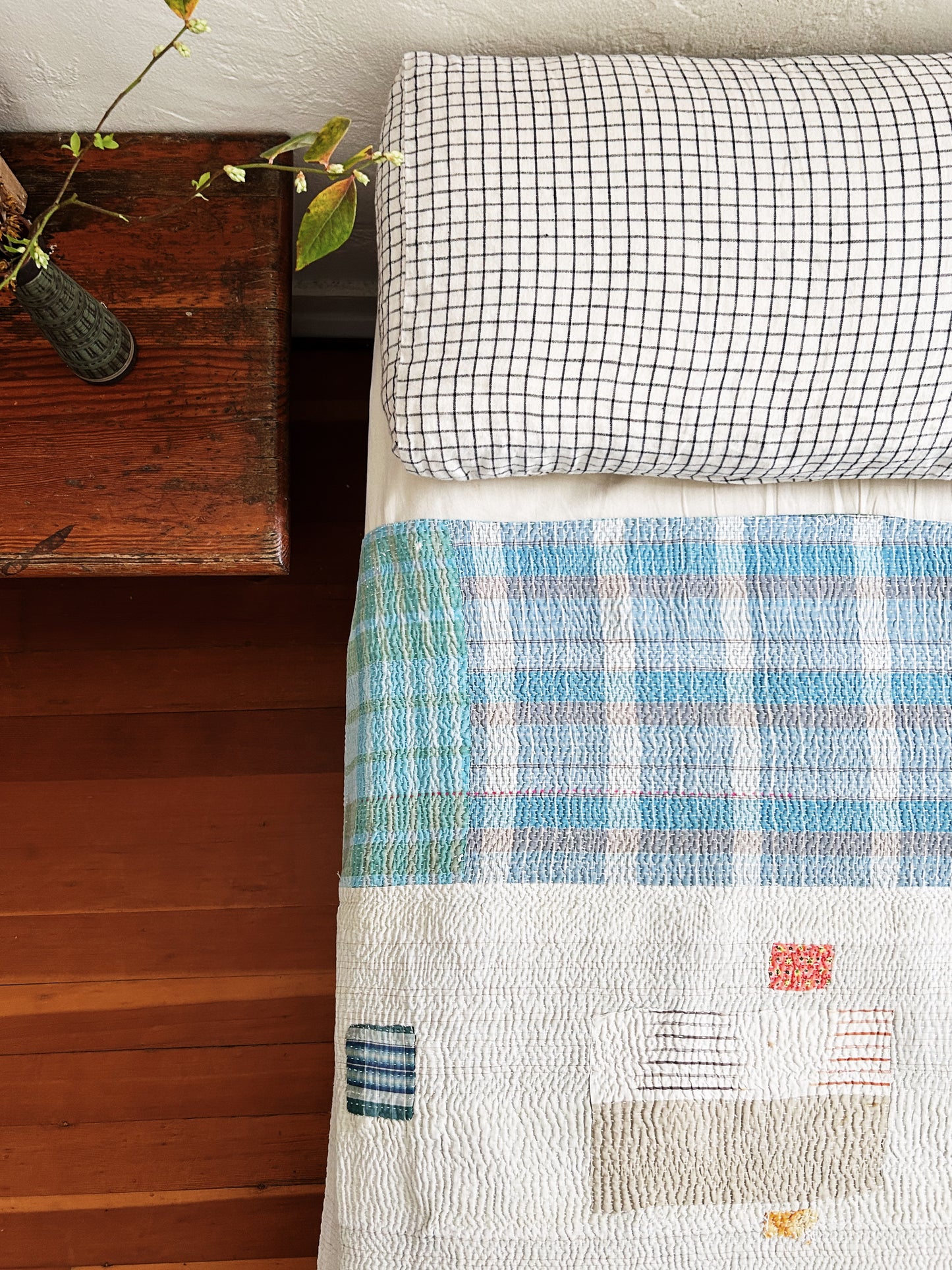 Vintage Ikat Patch Kantha Quilt