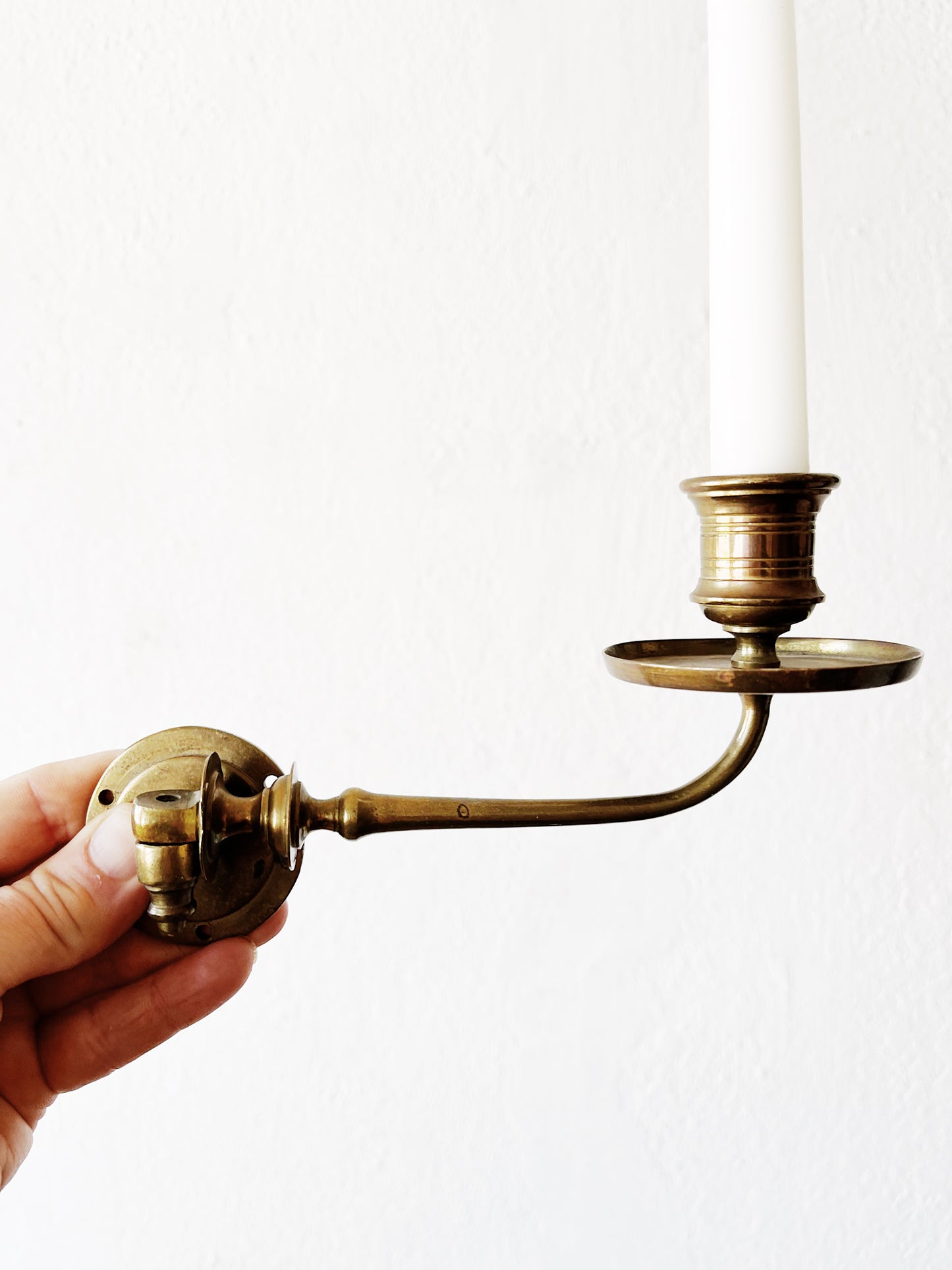 Antique Brass Swing Arm Candle Sconce