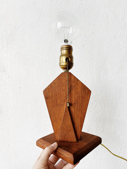 Vintage Handmade Wood Lamp with Shade