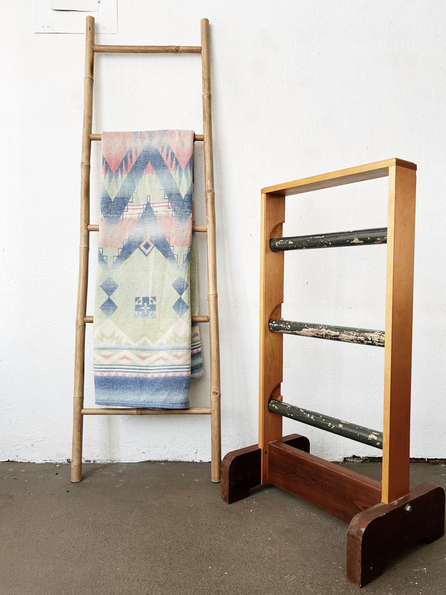 Vintage Bamboo Textile Ladder