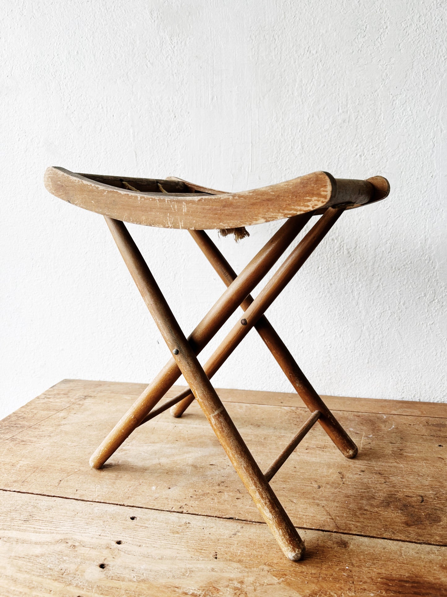 Antique Folding Camp Stool