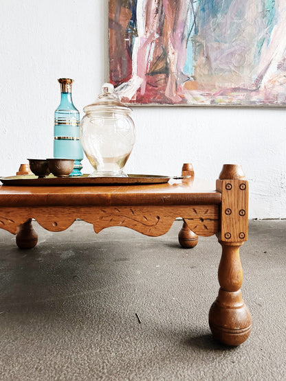 Low Antique Carved Wood Table
