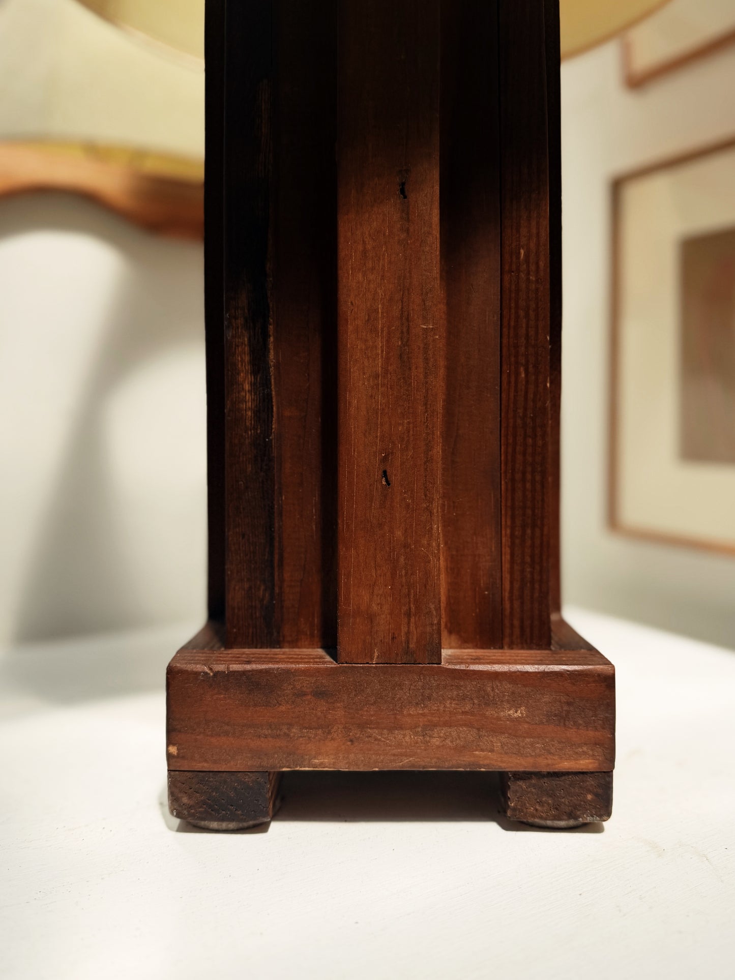 Vintage Brutalist Wood Lamp