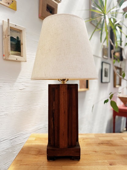 Vintage Brutalist Wood Lamp