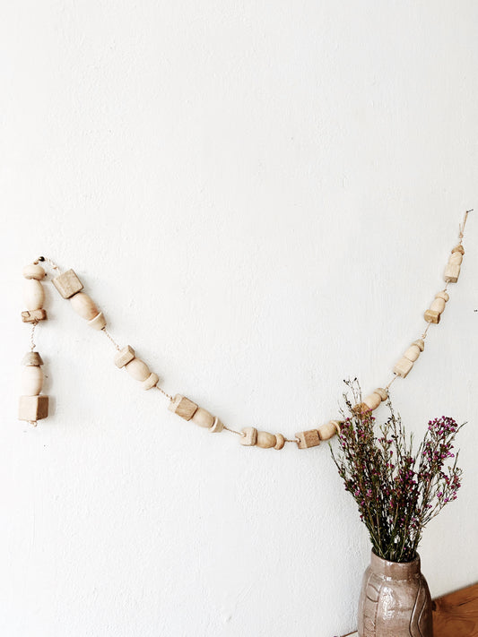 Oversized Natural Wood Strung Beads