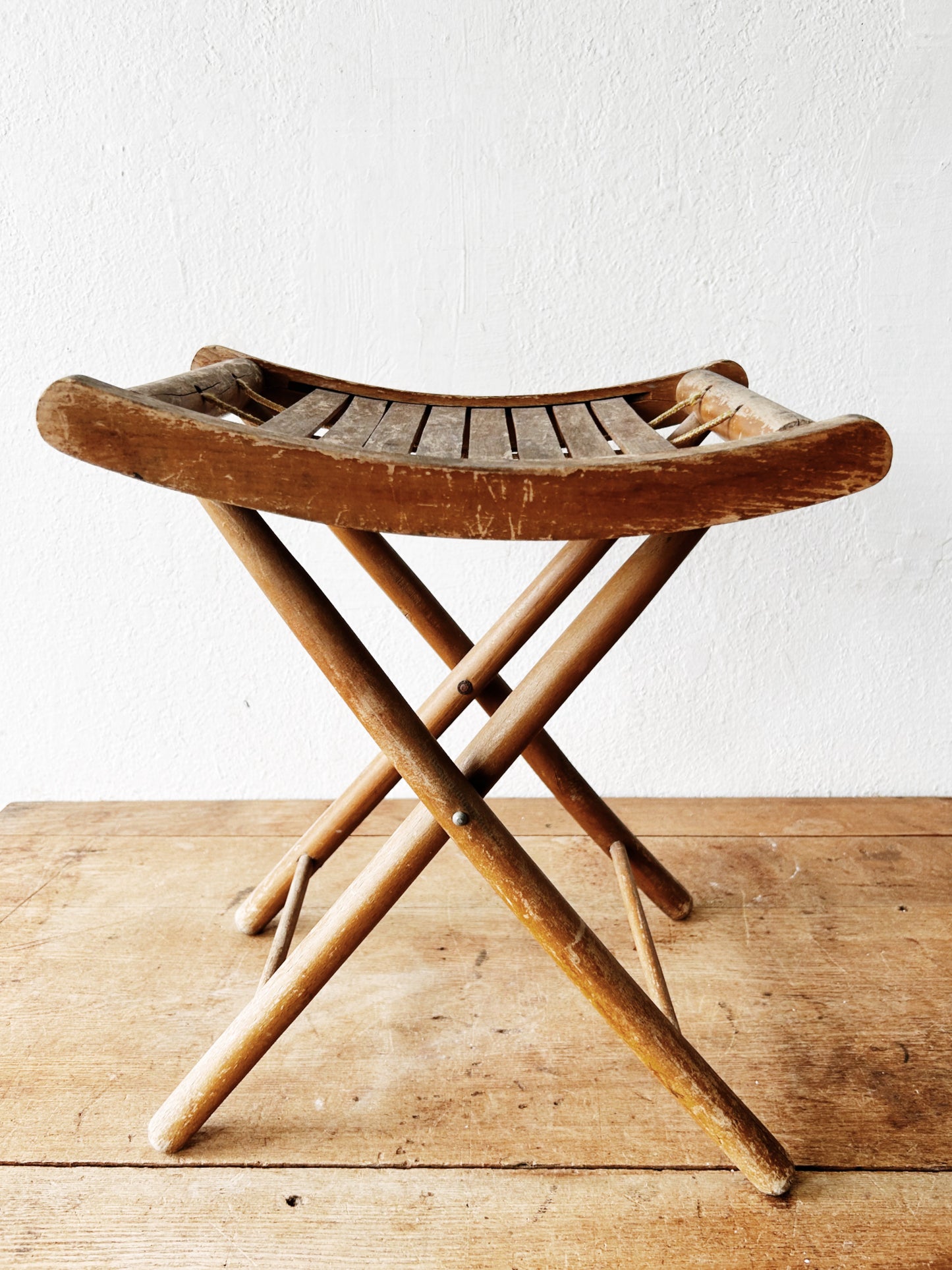 Antique Folding Camp Stool