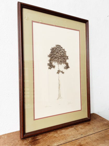 Rare Vintage William Barnum Signed Etching ‘Plum Tree’