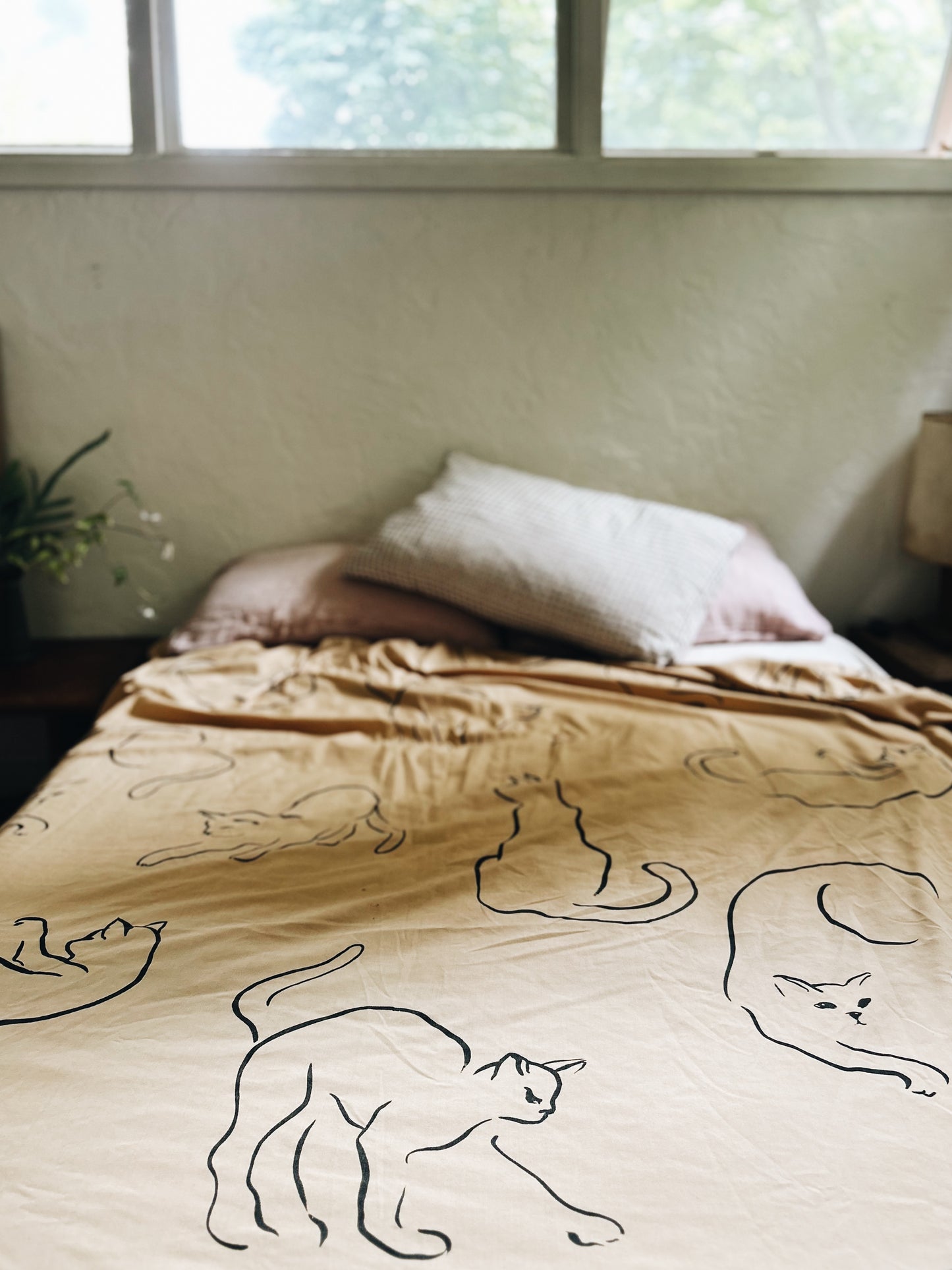 Vintage Alex West 'Whispurr' Queen Sheet Set