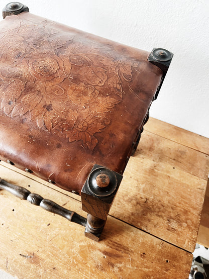 Antique Leather Stool