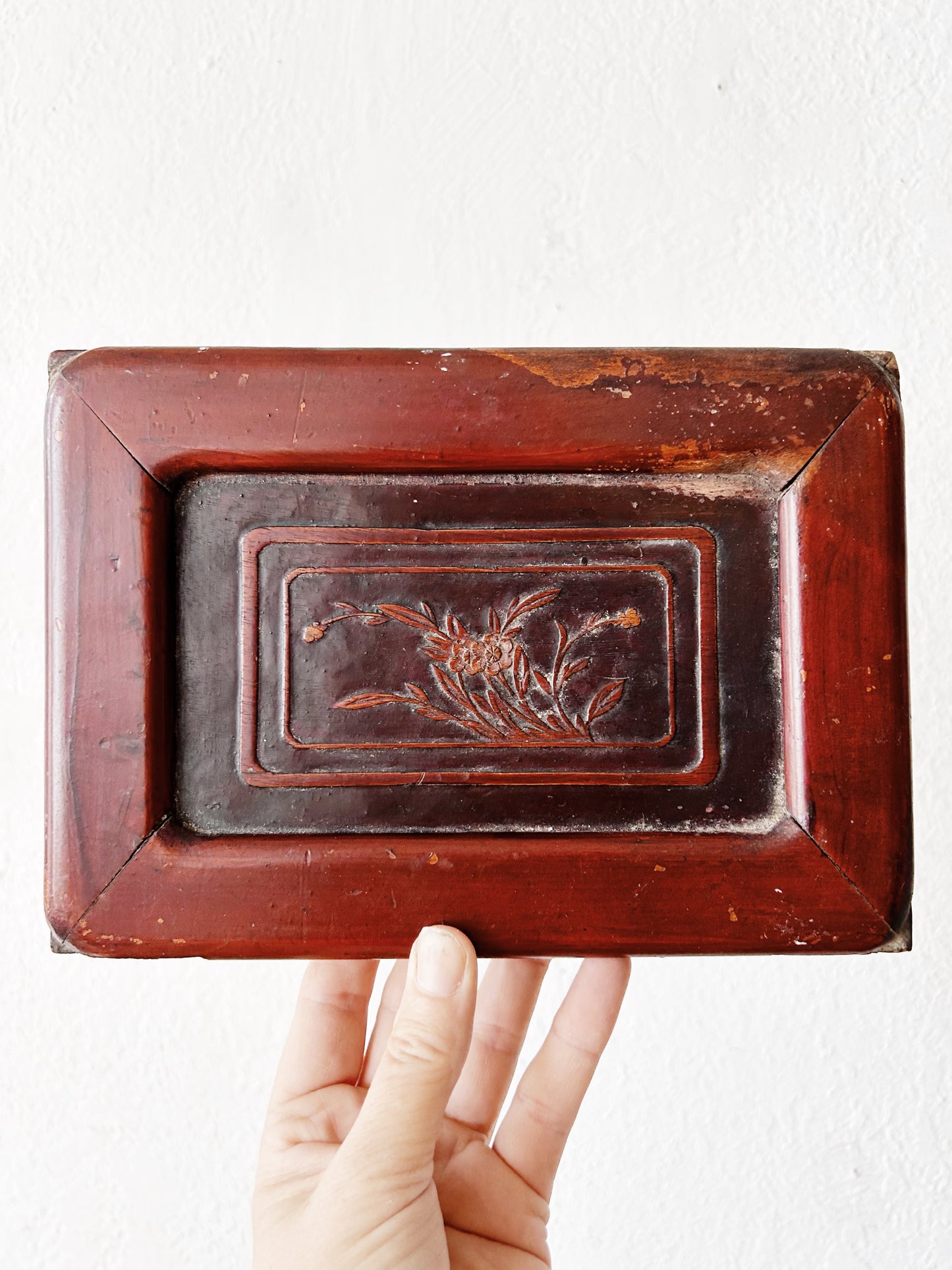 Antique Carved Wood Plaque