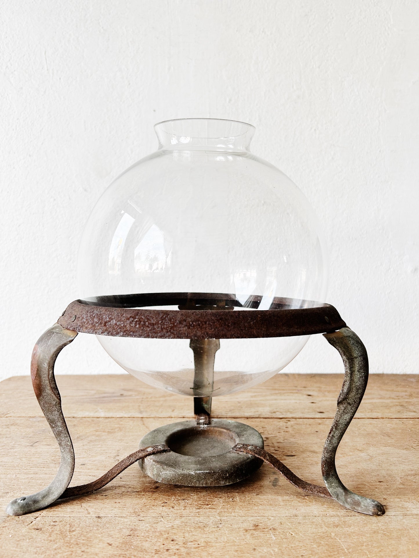 Antique Blown Glass Globe and Stand