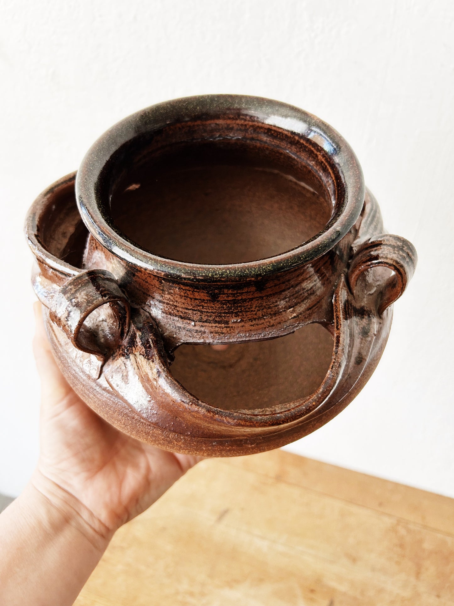 Vintage Hanging Stoneware Planter