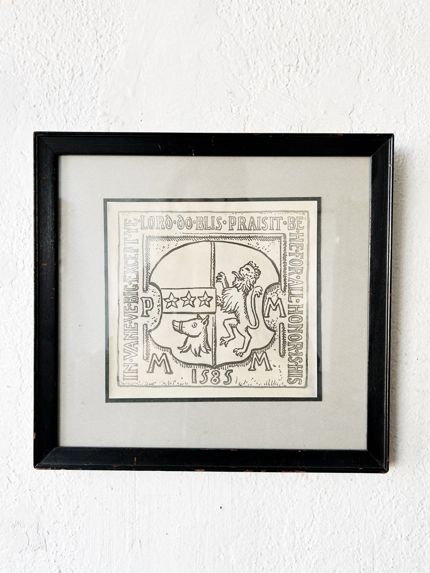 Antique Framed Wood Block Print