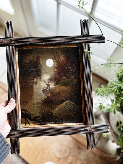 Antique Oil Landscape in Eastlake Frame