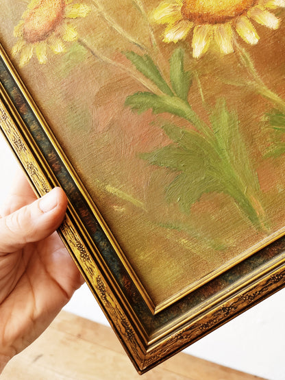Vintage Original Sunflower Painting