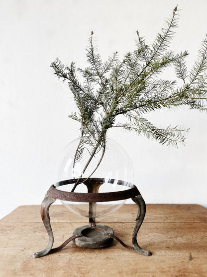 Antique Blown Glass Globe and Stand