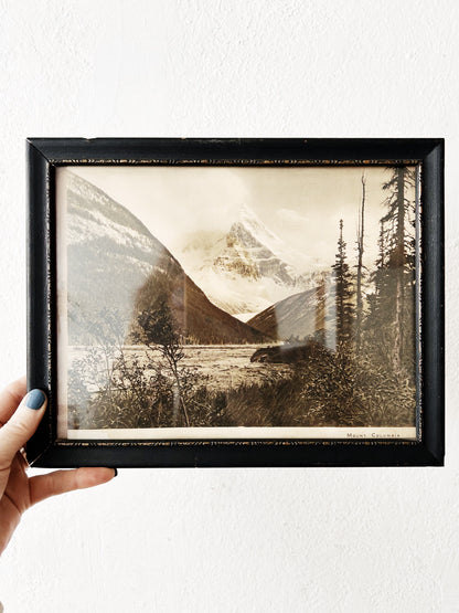 Antique Framed Black and White Print Mount Columbia