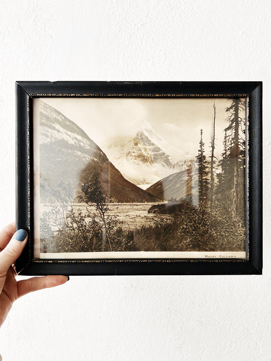 Antique Framed Black and White Print Mount Columbia