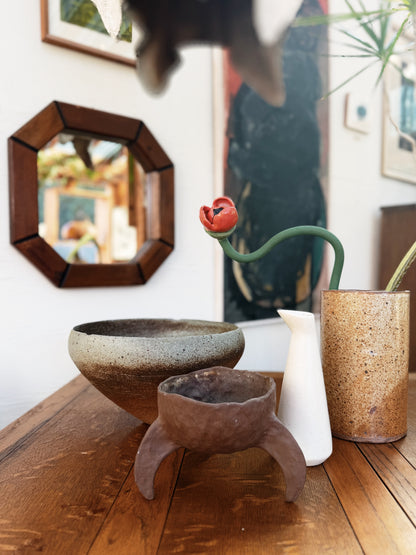 Handmade Red Clay Ikebana Vessel