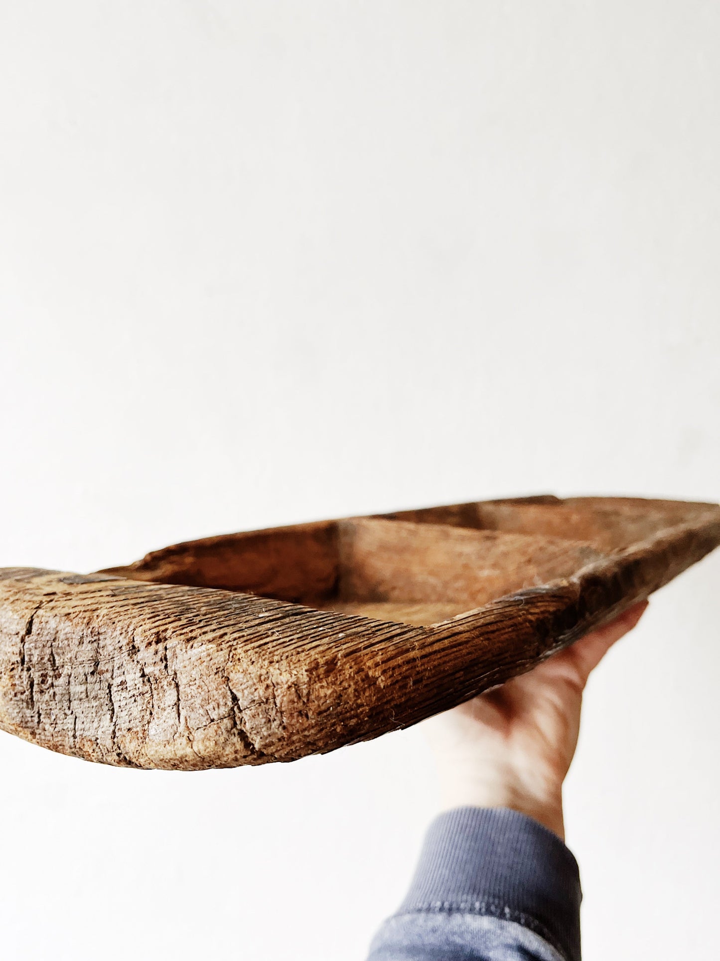 Hand Hewn Wood Divided Tray