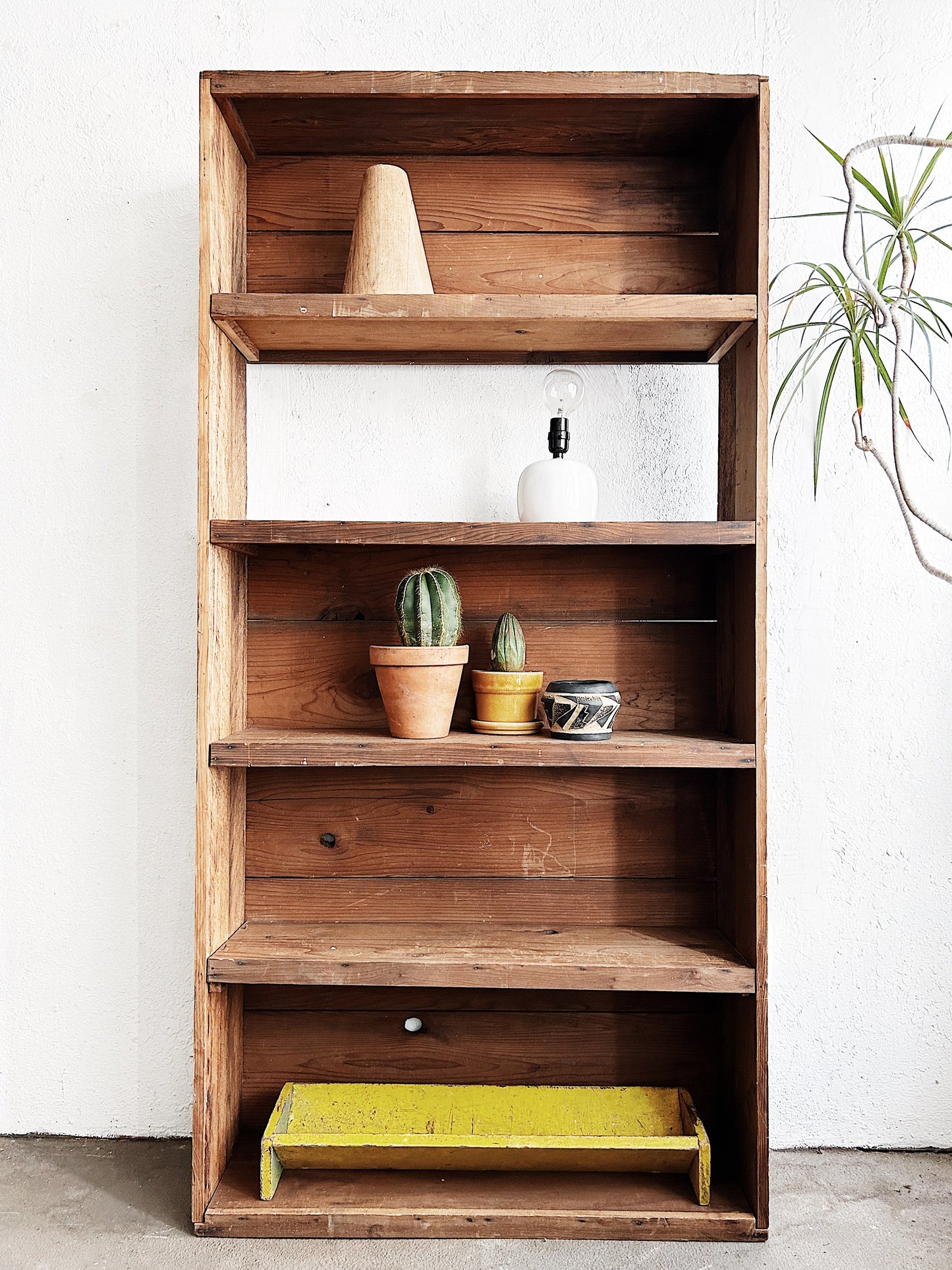 Vintage Tall Handmade Wood Shelf