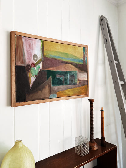 Large Vintage Abstract Oil Painting