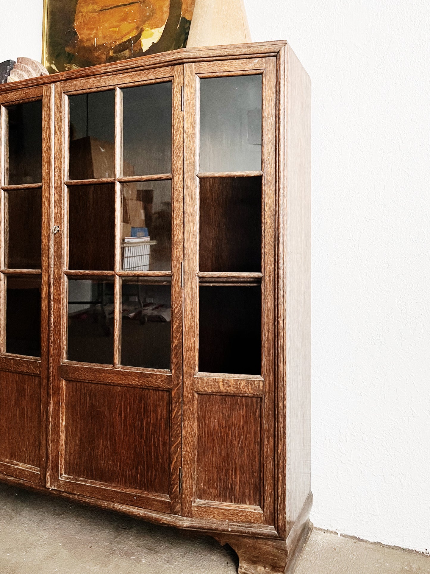 Vintage Walnut Bow Front Cabinet