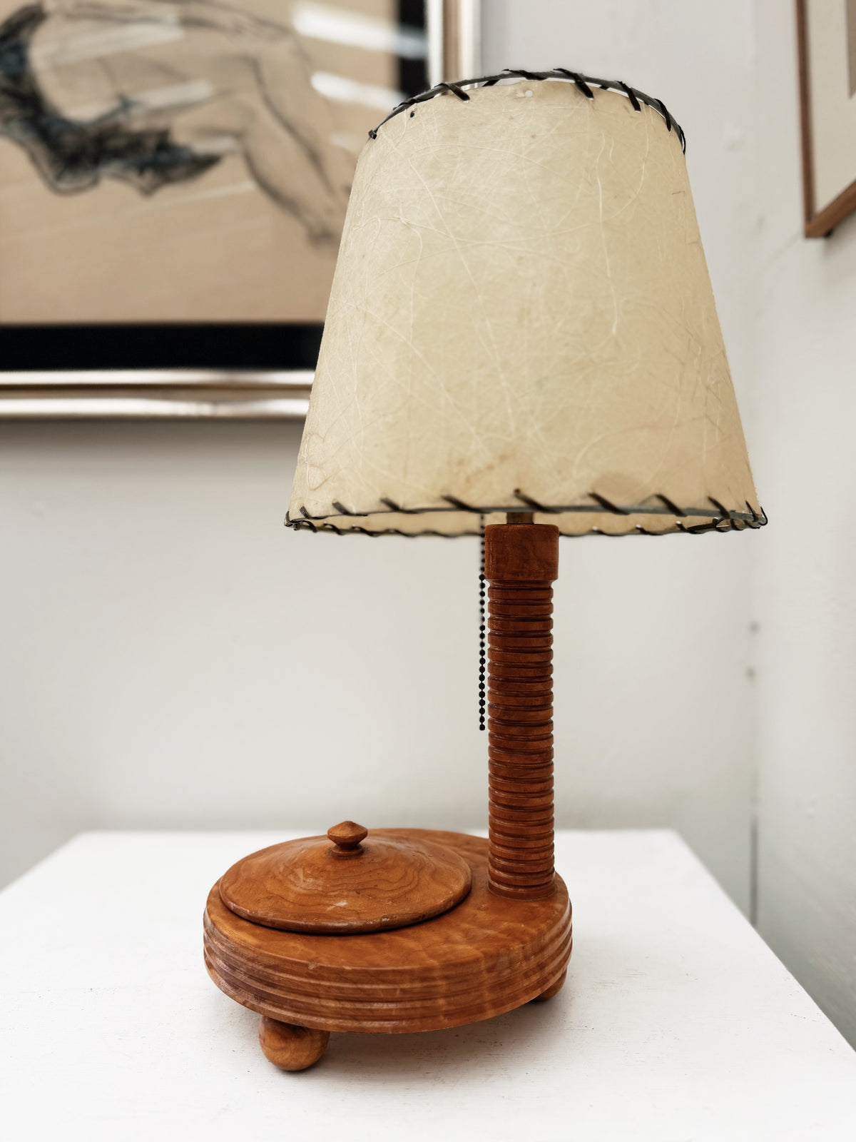 Folk Art Spindle Lamp