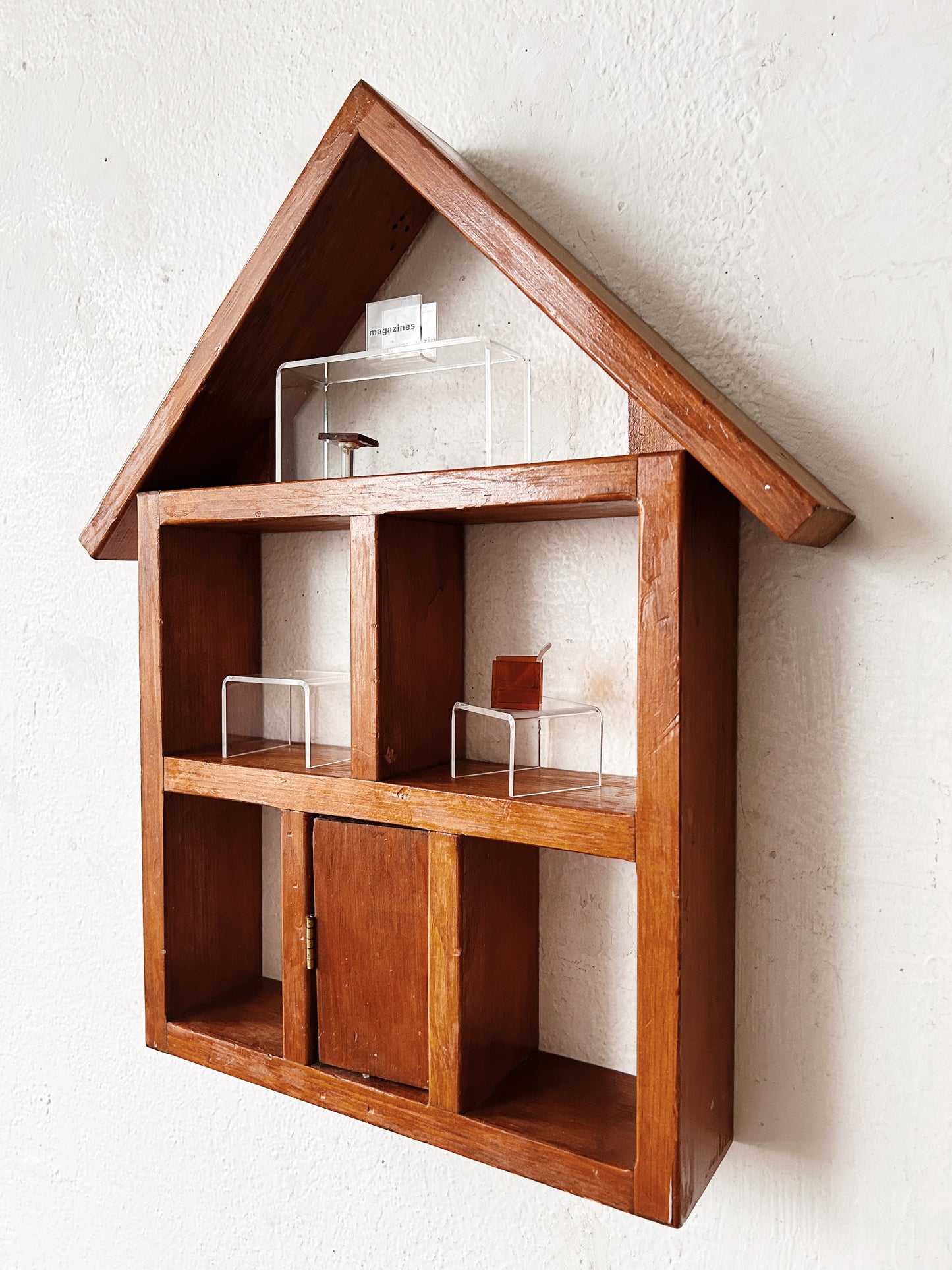 Vintage Handmade Wall House with Vintage Lucite Doll House Furniture